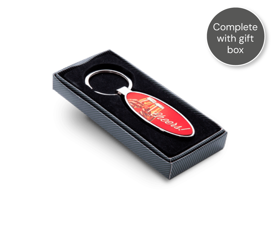 Personalised Oval Bottle Opener Keyring - Complete with Gift Box