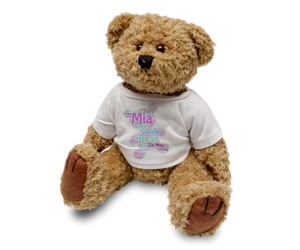 Large Soft Brown Bear with printed t-shirt - 22cm (8.6")