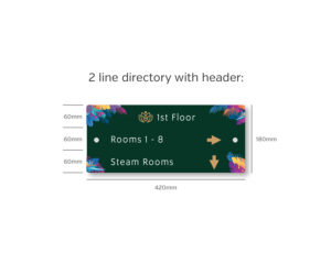 Full Colour Flat Top Room Directory - 2 Line Directory with Header