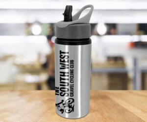 Branded Silver Aluminium Drinks Bottle with Handle 22oz