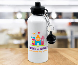 Branded 600ml White Aluminium Drinks Bottle