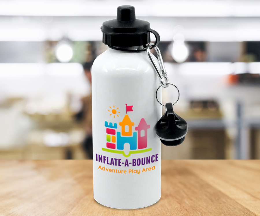 Branded 600ml White Aluminium Drinks Bottle