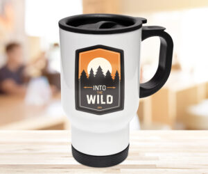 Branded White Stainless Steel Thermal Mug