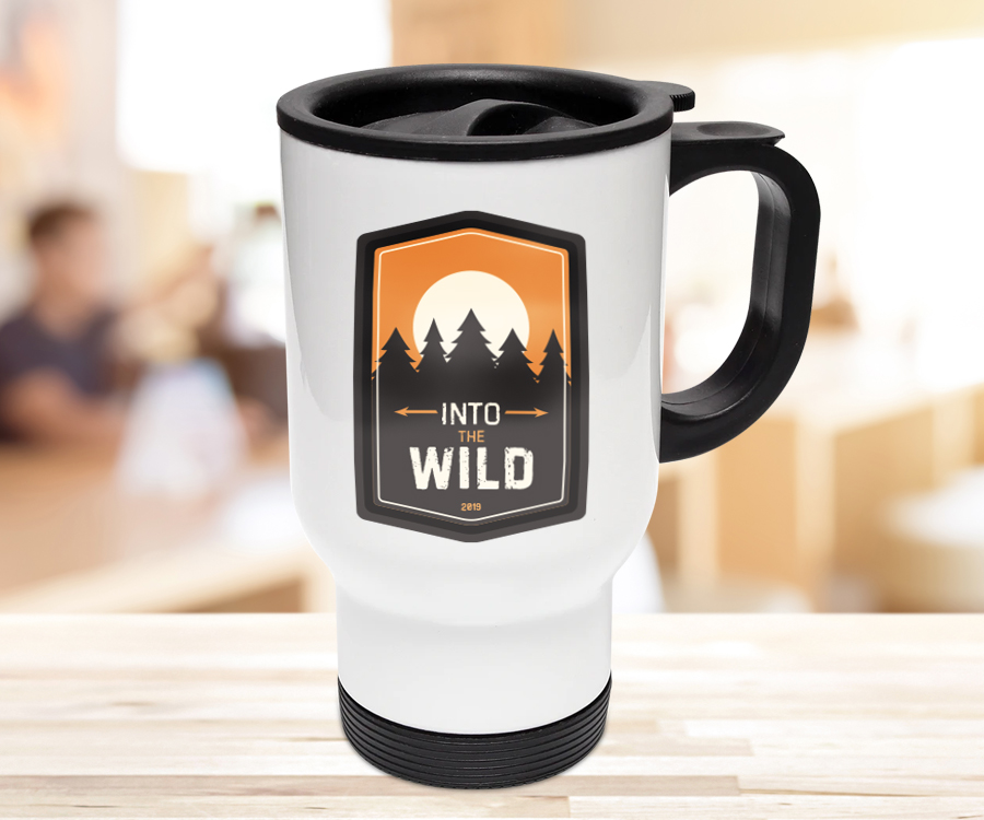 Branded White Stainless Steel Thermal Mug