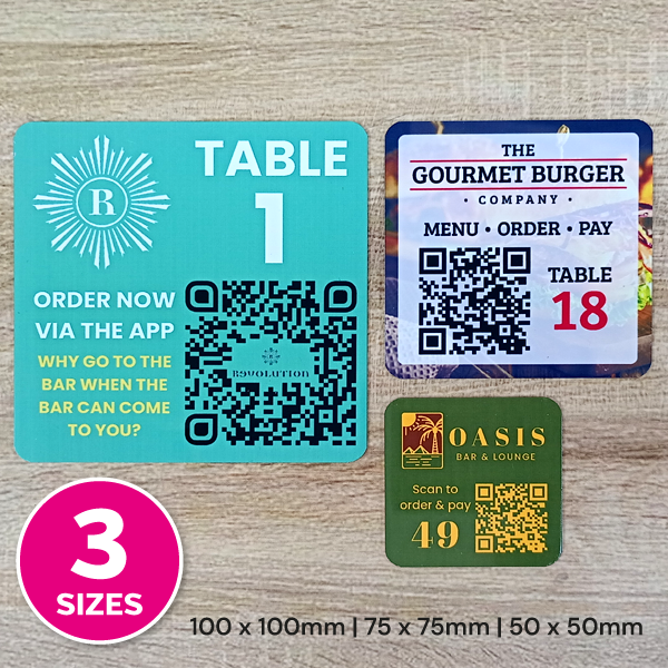Full Colour Square QR Code Table Numbers