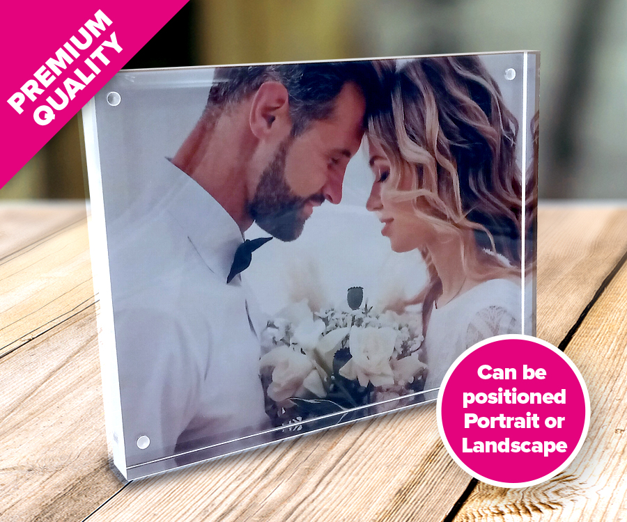 glass photo block 10x8 with text