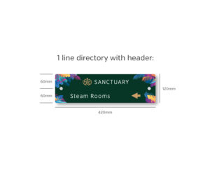 Full Colour Flat Top Room Directory - 1 Line Directory with Header