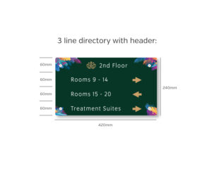 Full Colour Flat Top Room Directory - 3 Line Directory with Header