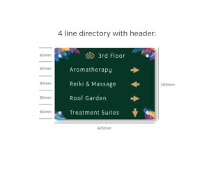 Full Colour Flat Top Room Directory - 4 Line Directory with Header