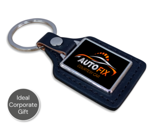Rectangle PU Leather Keyring with Full Colour Print
