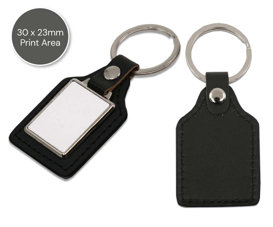 Rectangle PU Leather Keyring with Full Colour Print