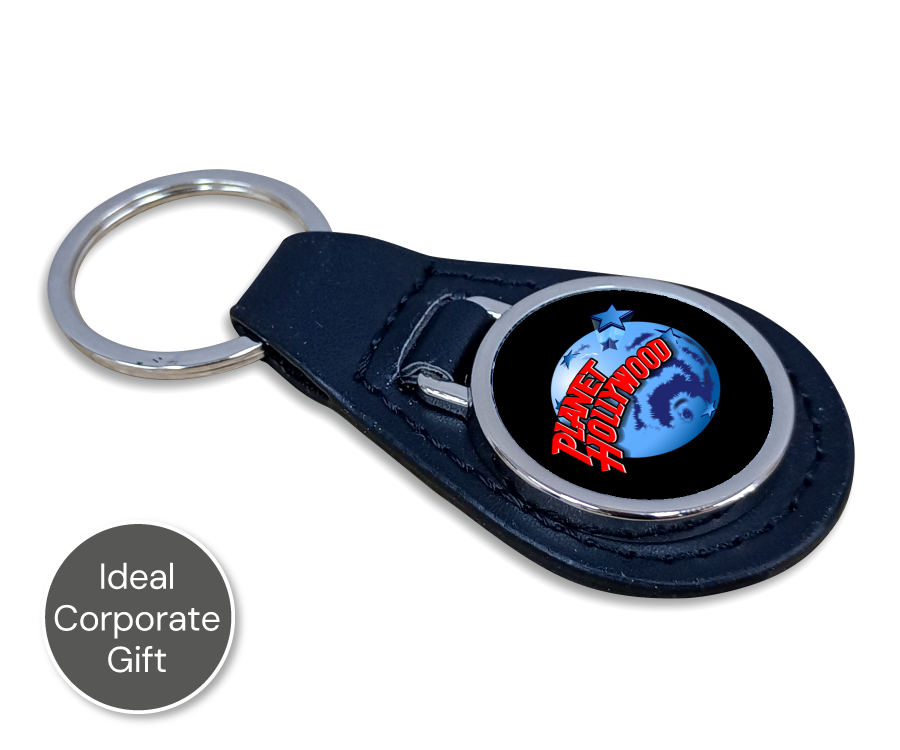 Round PU Leather Keyring with Full Colour Print
