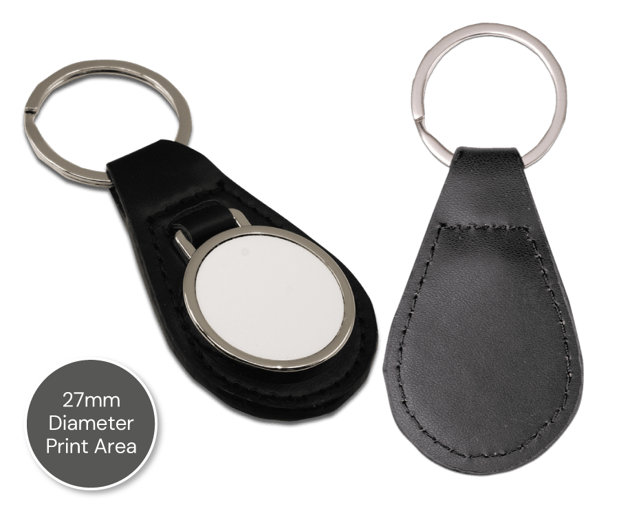 Round PU Leather Keyring with Full Colour Print
