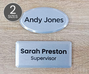 Classic Silver Metal Name Badges