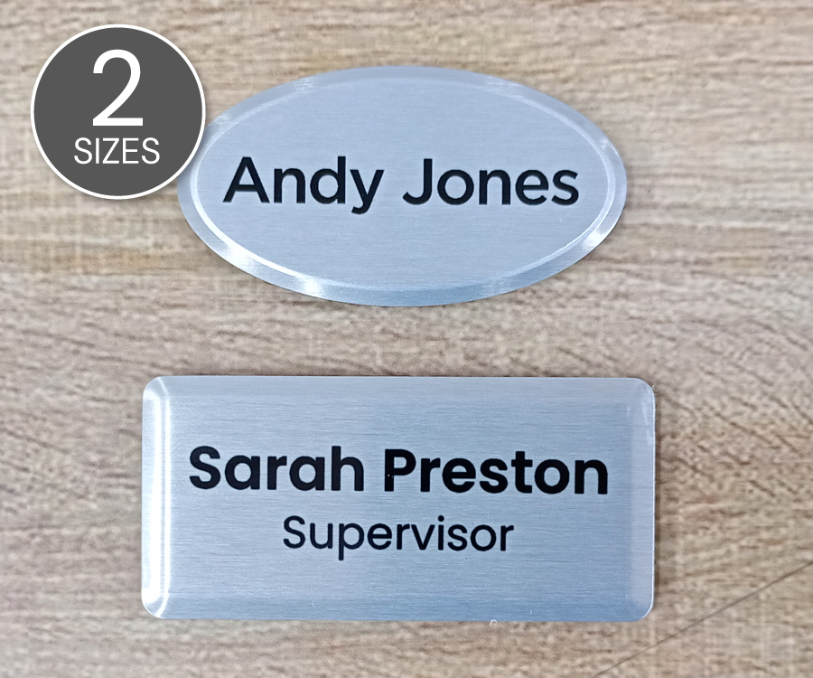Classic Silver Metal Name Badges