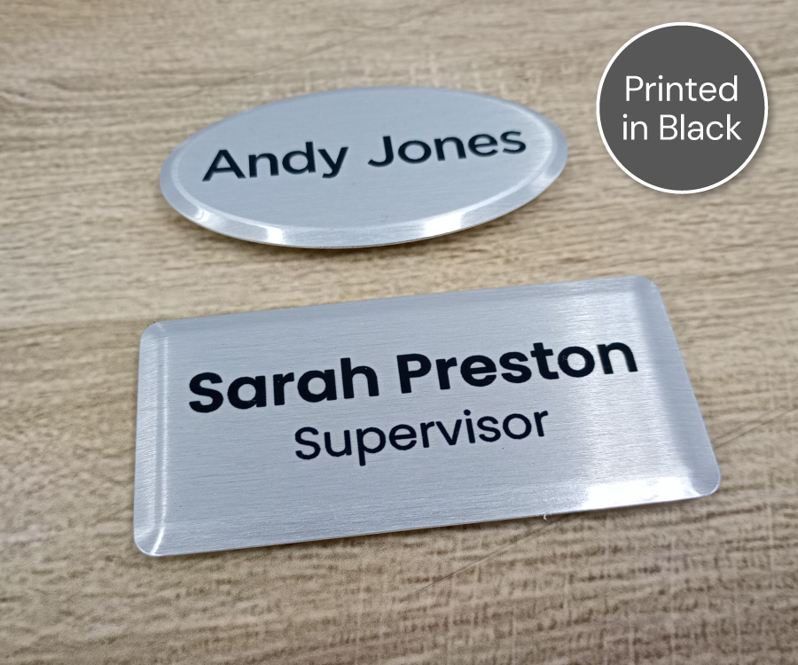 Classic Silver Metal Name Badges