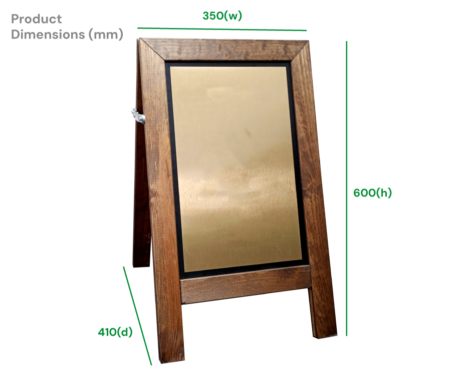 Short Premium Wooden Wet Floor Safety Stand with Gold Finish - Image 2