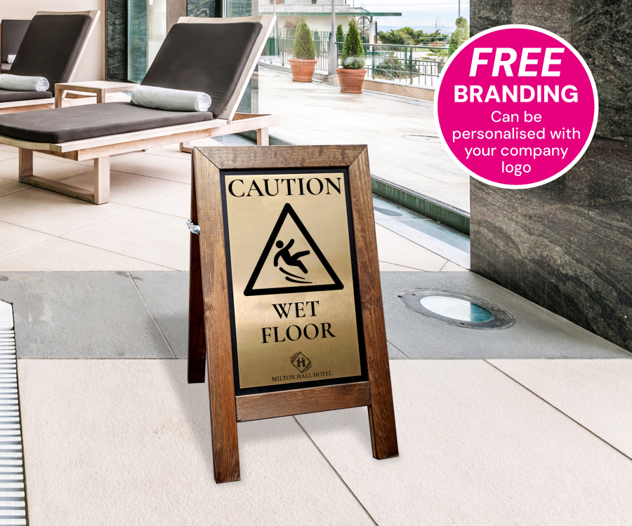 Short Premium Wooden Safety Floor Stand - Wet Floor