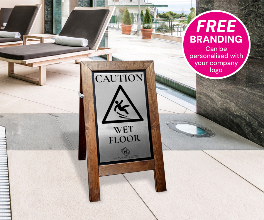 Short Premium Wooden Safety Floor Stand - Wet Floor