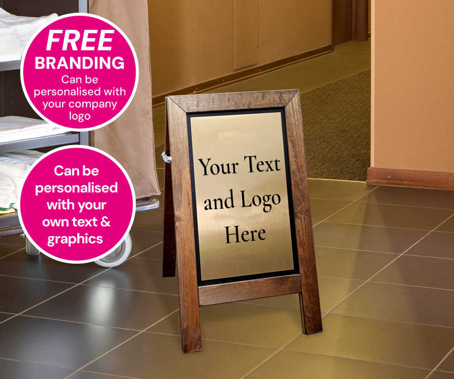 Short Premium Wooden Safety Floor Stand - Own Text