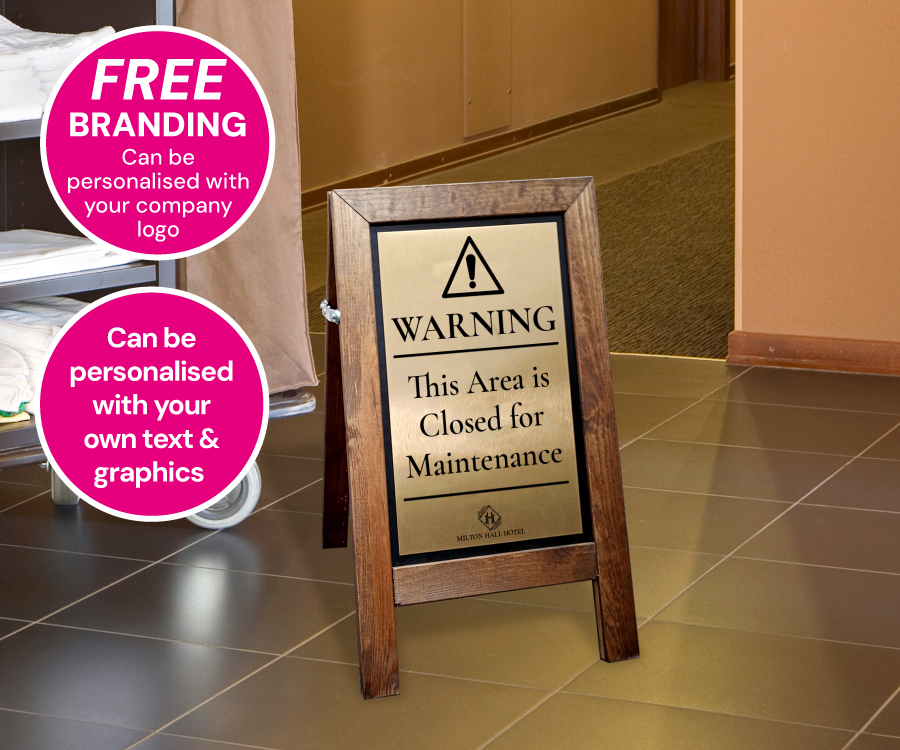 Short Premium Wooden Safety Floor Stand - Own Text
