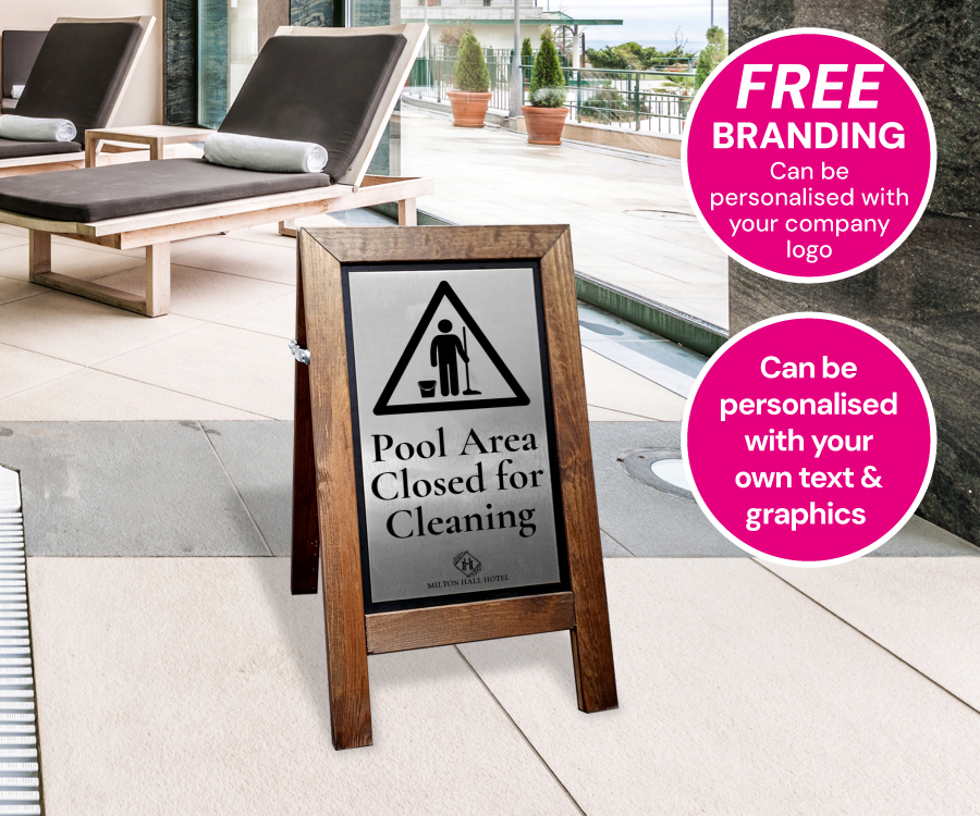 Short Premium Wooden Safety Floor Stand - Own Text