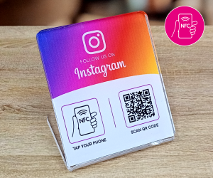 Instagram Follow L-Shaped Full Colour Printed Glass-Like Acrylic NFC Stand