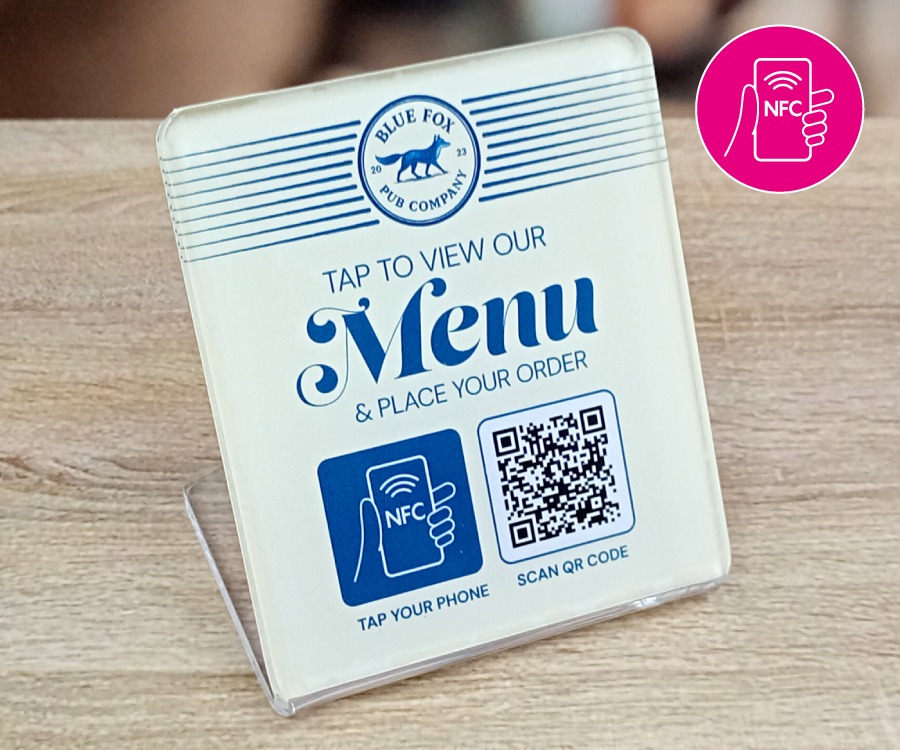 Custom Full Colour Printed Glass-Like Acrylic NFC Stand