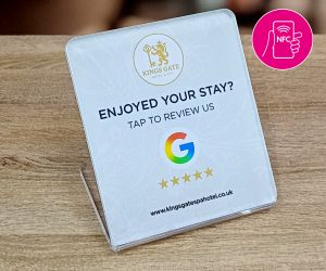 Custom Design Full Colour Glass-Like Acrylic Counter Top NFC Stand
