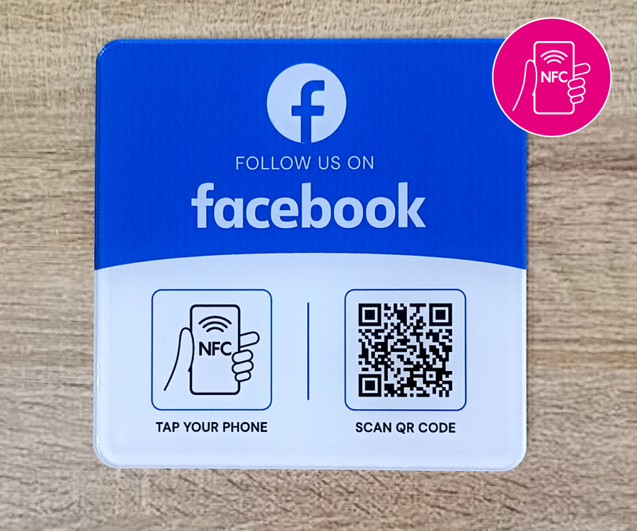 Facebook Follow 100x100mm Acrylic NFC Plates