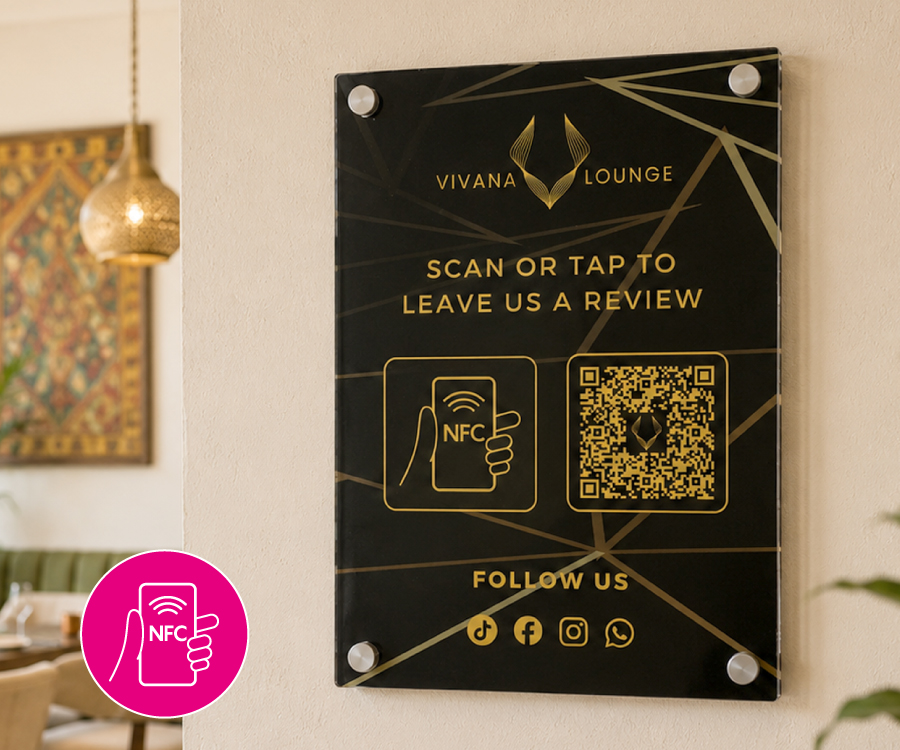 Custom Design A4 Full Colour Clear Acrylic NFC Wall Plate