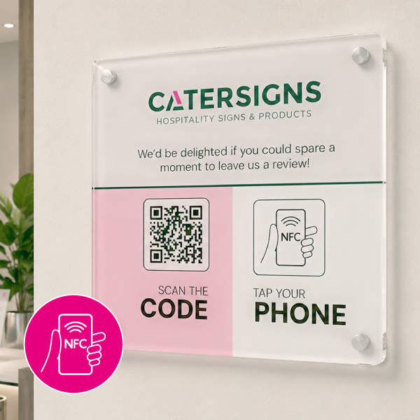 Custom Printed 200x200mm Acrylic NFC Wall Mounted Notices