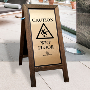 Premium Wood Caution Wet Floor Safety Stand