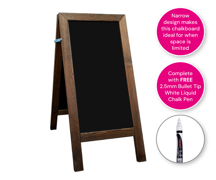Slim Wooden Frame Chalkboard A-Board